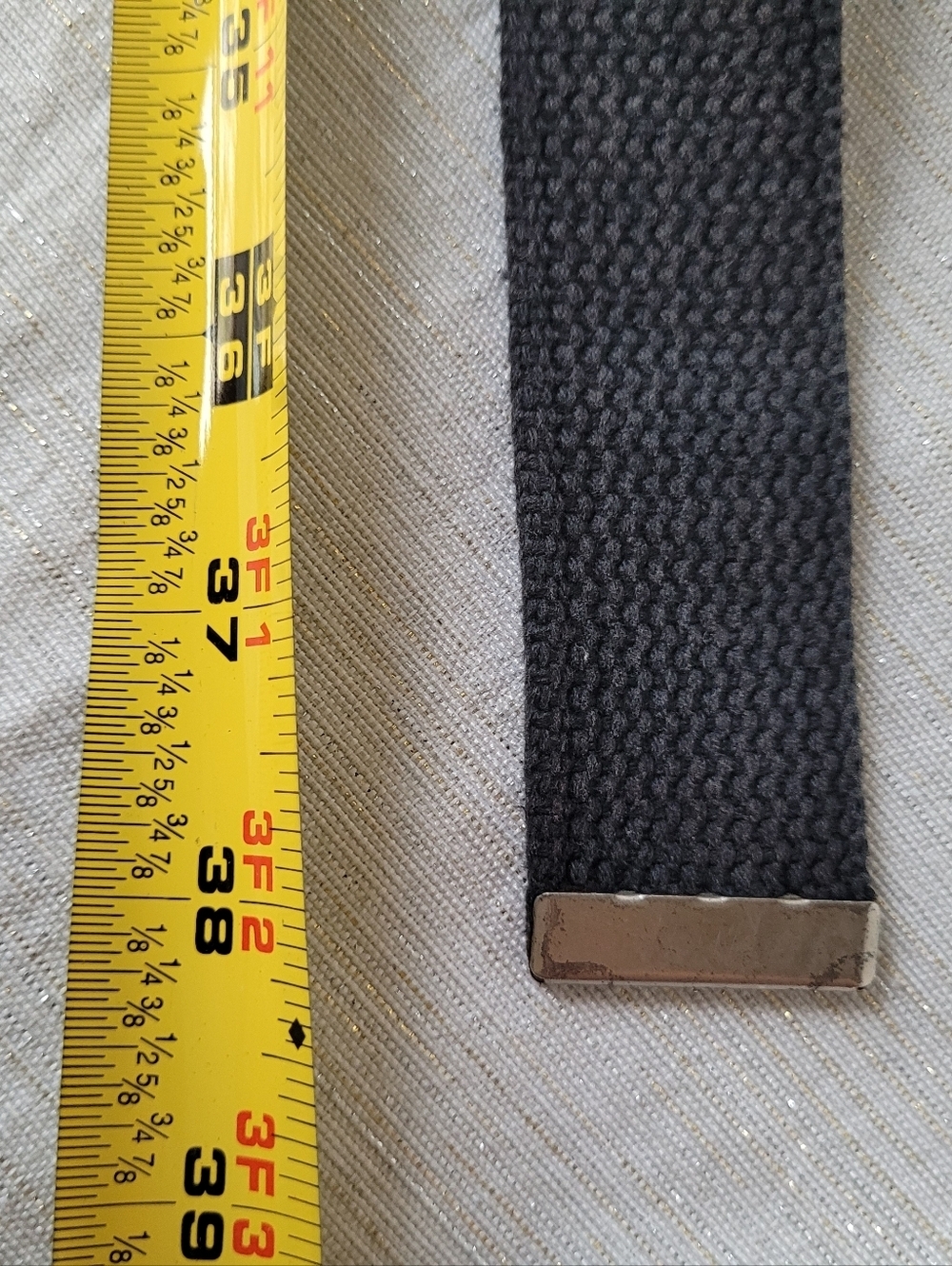 Vintage Levi's Blue  Woven Web Belt with Brass Buckle Gacha 70-80 Size 38 - Picture 3 of 6